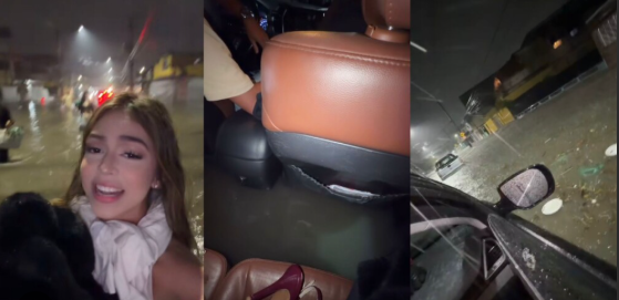 Vídeo: Melody abandona carro em enchente no Rio e Pedro Sampaio brinca com ‘resgate’ de jetski