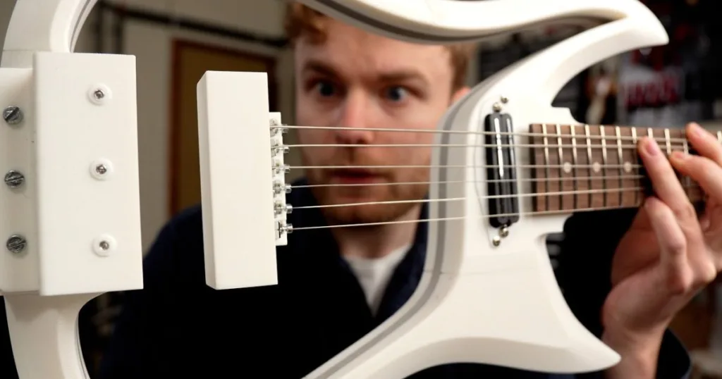 Youtuber sueco apresenta guitarra sem ponte física e com cordas sustentadas por ímãs